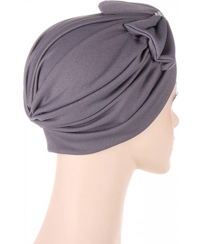 Ethnic Turban Wrap Headwear Bowknot Turban Head Hat Cancer Bohemian Braid Hair Cap Cap Blue Steel Headband Blue $7.37 Skullie...