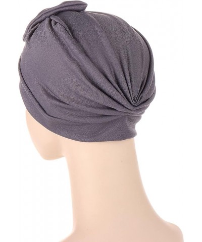 Ethnic Turban Wrap Headwear Bowknot Turban Head Hat Cancer Bohemian Braid Hair Cap Cap Blue Steel Headband Blue $7.37 Skullie...