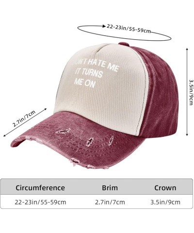 Unisex 100% Washed Cotton Baseball Hats Adjustable Don't Hate Me It Turns Me On Dad Hat Low Profile Trucker Cap Dark Red $10....