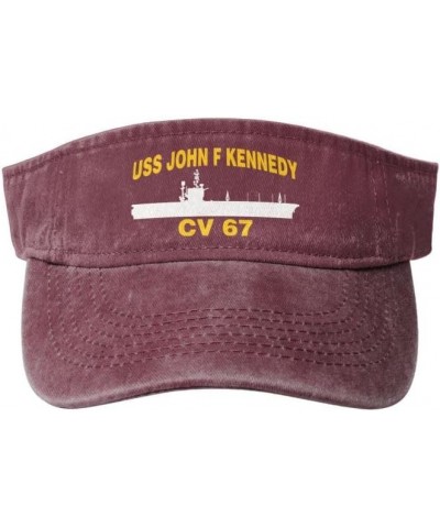 USS John F Kennedy CV 67 Flag-Baseball Caps Trucker Hats Denim Hats Cowboy Knit hat Fisherman's hat Red $16.36 Baseball Caps