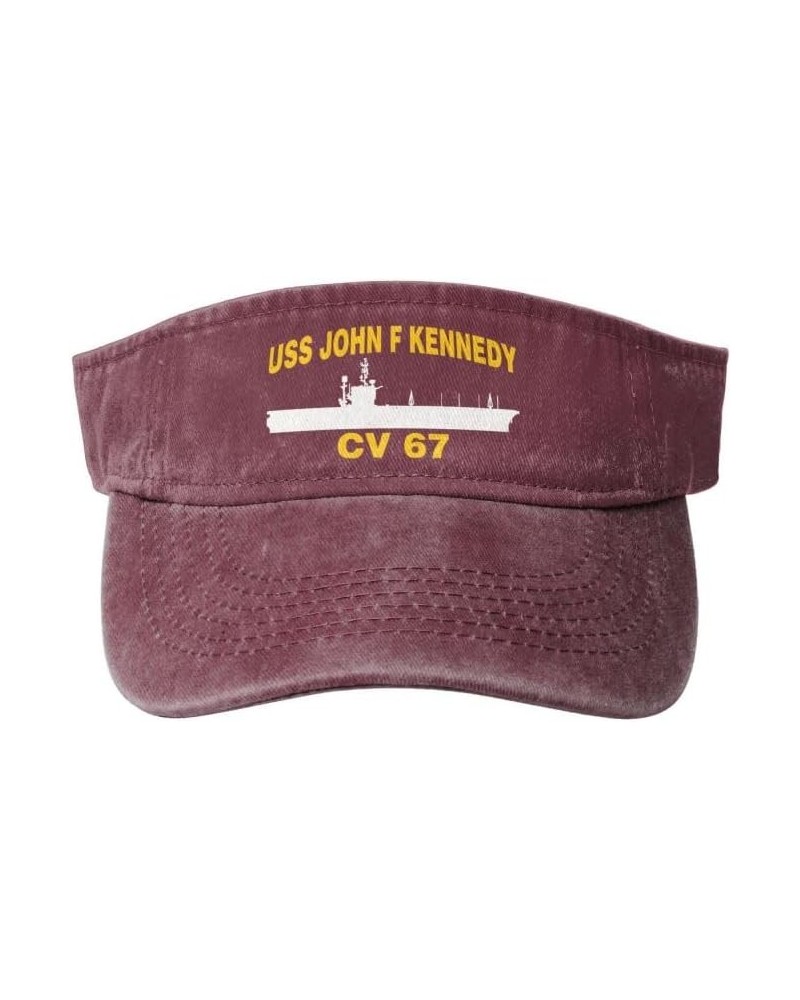 USS John F Kennedy CV 67 Flag-Baseball Caps Trucker Hats Denim Hats Cowboy Knit hat Fisherman's hat Red $16.36 Baseball Caps