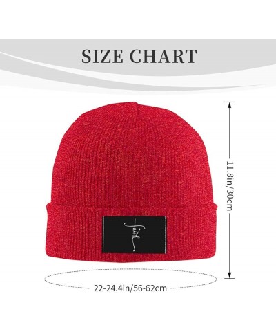 Faith Cross Script Christian Jesus Beanie Hat Men Winter Knit Hat Women Slouchy Skull Cap Hedging Hat Black Red $9.59 Skullie...