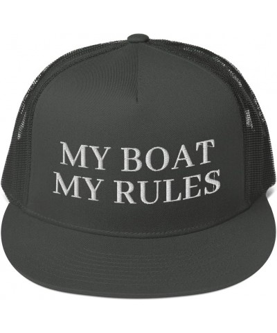 My Boat My Rules Hat (Embroidered Trucker Cap) Captain Boat Owner Funny Charcoal $18.41 Baseball Caps