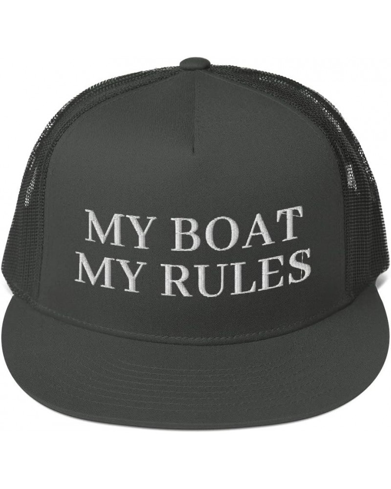 My Boat My Rules Hat (Embroidered Trucker Cap) Captain Boat Owner Funny Charcoal $18.41 Baseball Caps