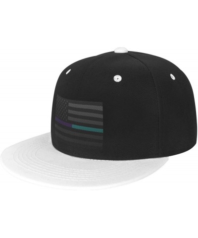 Mesh Style United States Thin Purple-Teal Line Flag Baseball Cap for Men Women Snapback Hat Adjustable Flat Bill Hats White $...