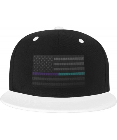 Mesh Style United States Thin Purple-Teal Line Flag Baseball Cap for Men Women Snapback Hat Adjustable Flat Bill Hats White $...