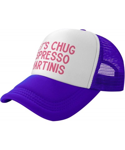 Let's Chug Espresso Martinis Men's Black Adjustable Baseball Cap Vintage Dad Hat Trucker Cap Purple $11.21 Baseball Caps