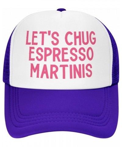 Let's Chug Espresso Martinis Men's Black Adjustable Baseball Cap Vintage Dad Hat Trucker Cap Purple $11.21 Baseball Caps