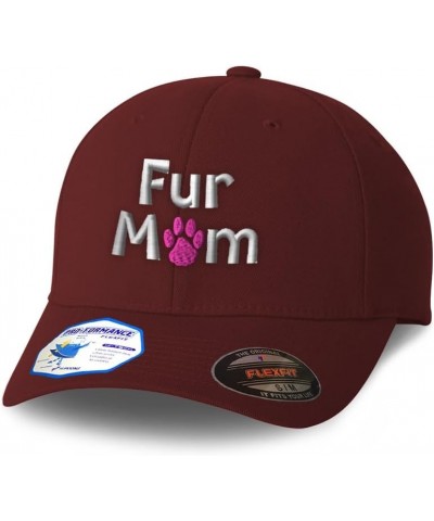 Flexfit Hats for Men & Women Fur Mom Polyester Dad Hat Baseball Cap Burgundy $19.24 Baseball Caps