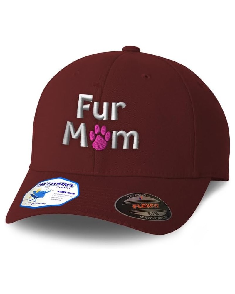 Flexfit Hats for Men & Women Fur Mom Polyester Dad Hat Baseball Cap Burgundy $19.24 Baseball Caps