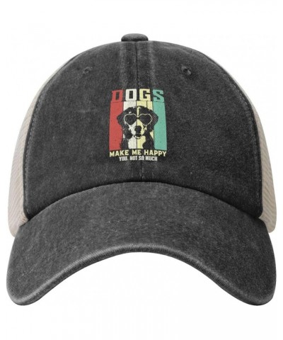 Dogs Make Me Happy You Not So Much Baseball Cap Women Men Mesh Back Hats Vintage Cowboy Hat Dad Caps Black $14.19 Cowboy Hats