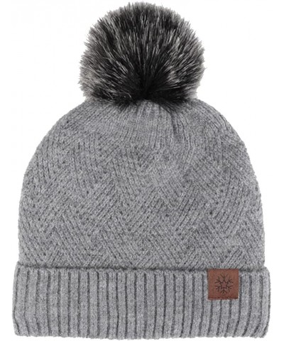 Winter Women Beanie Hat Fashion Knit Warm Skull Cap with Pom Pom Beanie for Women Grey-1 $9.51 Skullies & Beanies