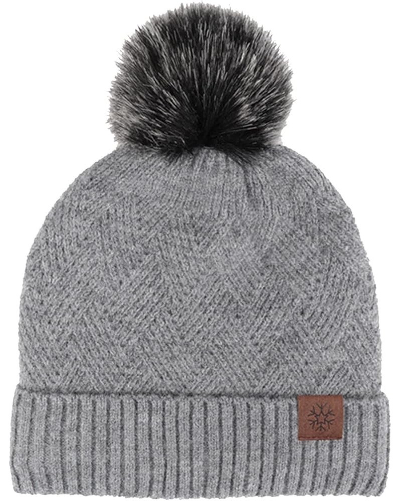 Winter Women Beanie Hat Fashion Knit Warm Skull Cap with Pom Pom Beanie for Women Grey-1 $9.51 Skullies & Beanies