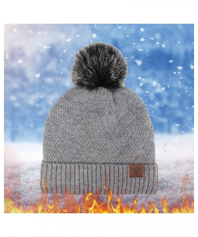 Winter Women Beanie Hat Fashion Knit Warm Skull Cap with Pom Pom Beanie for Women Grey-1 $9.51 Skullies & Beanies