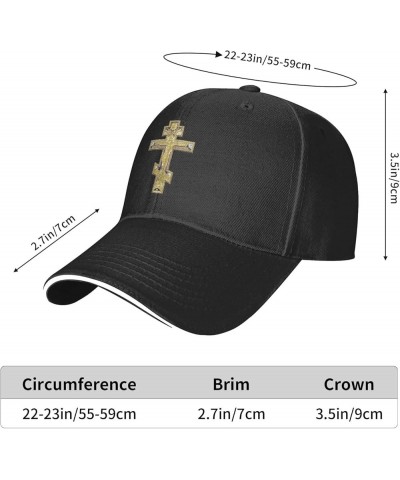 Christian Orthodox Russian Cross Men Womens Sandwich Hat Classic Adjustable Trucker Hat Dad Hat Black Black $14.54 Baseball Caps