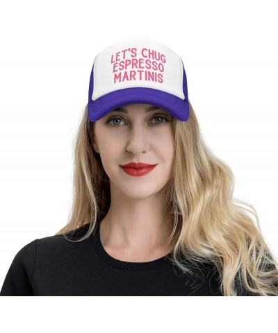 Let's Chug Espresso Martinis Men's Black Adjustable Baseball Cap Vintage Dad Hat Trucker Cap Purple $11.21 Baseball Caps