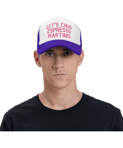 Let's Chug Espresso Martinis Men's Black Adjustable Baseball Cap Vintage Dad Hat Trucker Cap Purple $11.21 Baseball Caps