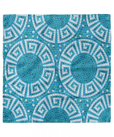 Aqua Hairscarf, Greek Meander Mosaic Tile, Head Wrap Blue Green White $13.95 Scarves