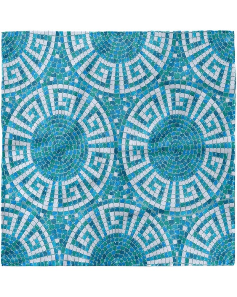 Aqua Hairscarf, Greek Meander Mosaic Tile, Head Wrap Blue Green White $13.95 Scarves