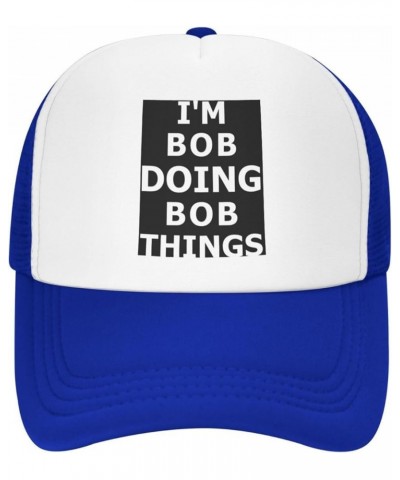 I'm Bob Doing Bob Things - Funny Gifts Trucker Hat Mesh Baseball Cap Men Ponytail Hat Adjustable Women Sun Hat Black Blue $11...