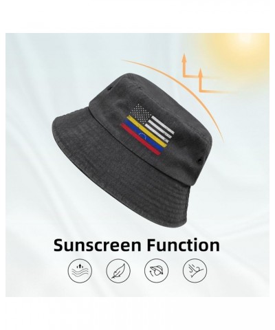 Retro Venezuelan American Flag Bucket Hats Summer Fisherman Cap Demin Hat for Women Men Black $18.10 Bucket Hats