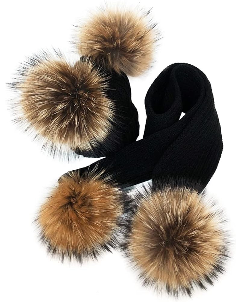 Unisex Winter Warm Knit Beanie Hat Scarf Set, Skull Caps Neck Scarves Bundle with Pompom Black $17.11 Skullies & Beanies