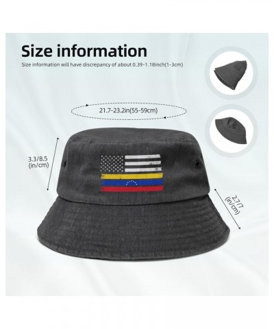 Retro Venezuelan American Flag Bucket Hats Summer Fisherman Cap Demin Hat for Women Men Black $18.10 Bucket Hats