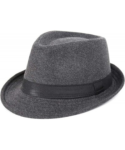 Men's Wide Brimmed Fedora Jazz Hat Flat Top Hat Simple Style Manhattan Hat Black One Size $14.50 Fedoras