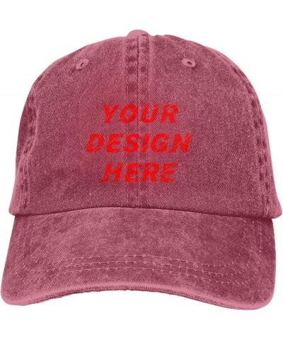 Custom Hats for Men Design Your Own Text Name Image Photo Hat Red $6.94 Baseball Caps