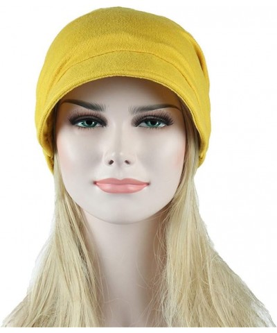 Stretchy Turban Cap Chemo Head Wraps Baggy Sleep Hat Headscarf Solid Color Stretch Slouchy Hat for Women Girl Yellow $8.05 Sk...