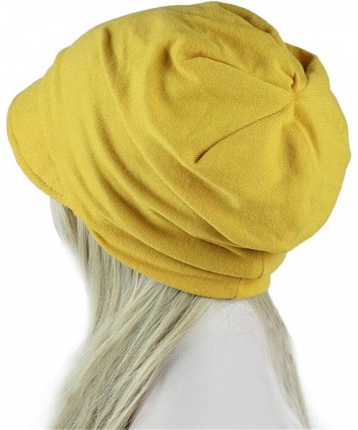 Stretchy Turban Cap Chemo Head Wraps Baggy Sleep Hat Headscarf Solid Color Stretch Slouchy Hat for Women Girl Yellow $8.05 Sk...