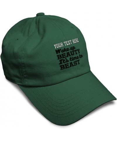 Soft Baseball Cap Wake up Beauty Time to Beast B Embroidery Humor Beast Cotton Dad Hats for Men & Women Forest Green Personal...