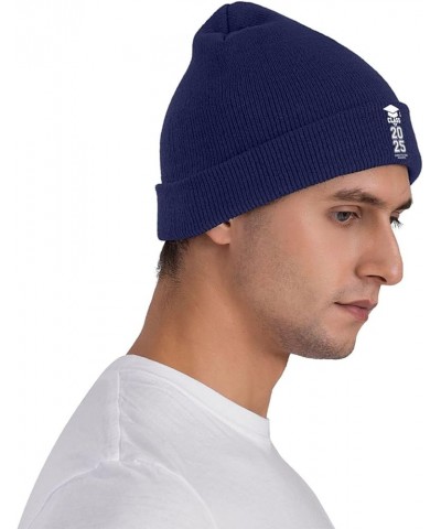 2025 Class Congratulations Graduates Knit Hats Winter Warm Chunky Beanie Hat for Men Women Navy Blue $11.00 Skullies & Beanies