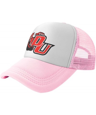 Davenport University Detroit Logo Trucker Hats for Both Men and Women - Mesh Baseball Snapback Hats Pink $10.29 Baseball Caps