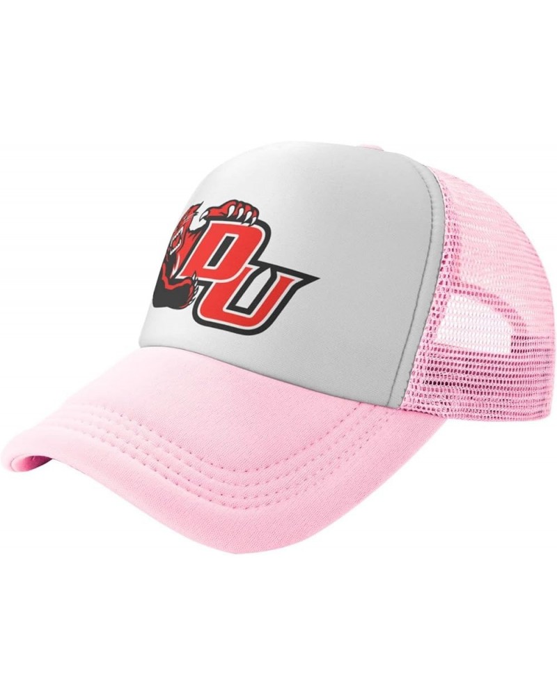 Davenport University Detroit Logo Trucker Hats for Both Men and Women - Mesh Baseball Snapback Hats Pink $10.29 Baseball Caps