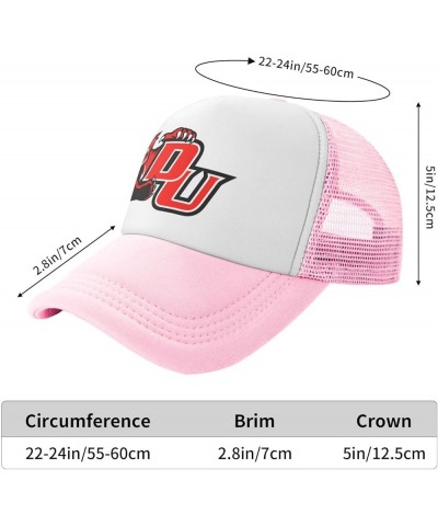 Davenport University Detroit Logo Trucker Hats for Both Men and Women - Mesh Baseball Snapback Hats Pink $10.29 Baseball Caps