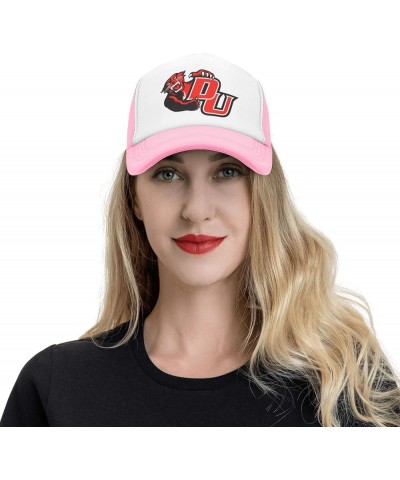 Davenport University Detroit Logo Trucker Hats for Both Men and Women - Mesh Baseball Snapback Hats Pink $10.29 Baseball Caps