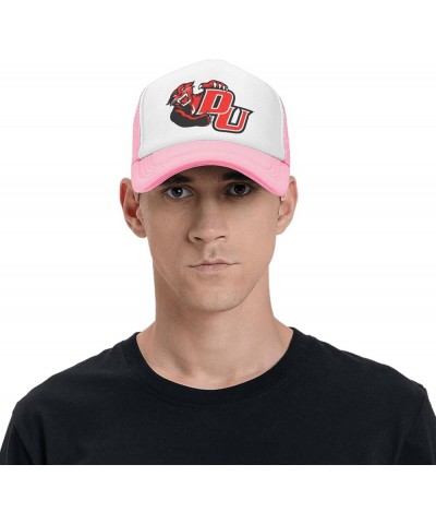 Davenport University Detroit Logo Trucker Hats for Both Men and Women - Mesh Baseball Snapback Hats Pink $10.29 Baseball Caps