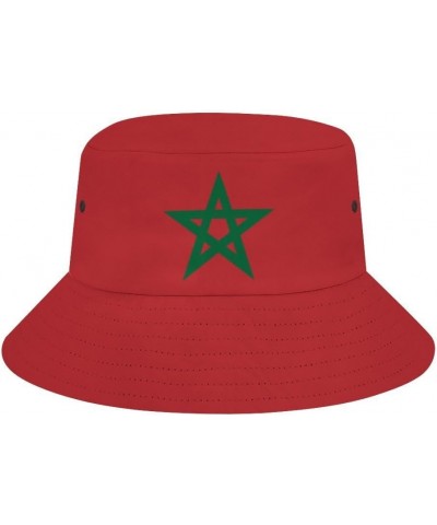 Morocco Flag 3D Print Bucket Hat Fisherman Outdoor Beach Caps Black $10.15 Bucket Hats