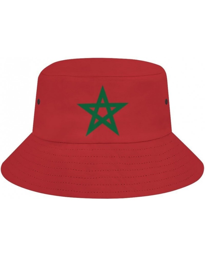 Morocco Flag 3D Print Bucket Hat Fisherman Outdoor Beach Caps Black $10.15 Bucket Hats