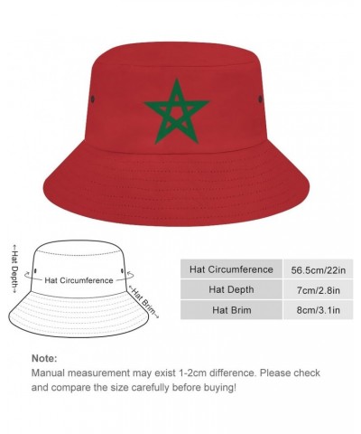 Morocco Flag 3D Print Bucket Hat Fisherman Outdoor Beach Caps Black $10.15 Bucket Hats