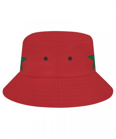 Morocco Flag 3D Print Bucket Hat Fisherman Outdoor Beach Caps Black $10.15 Bucket Hats