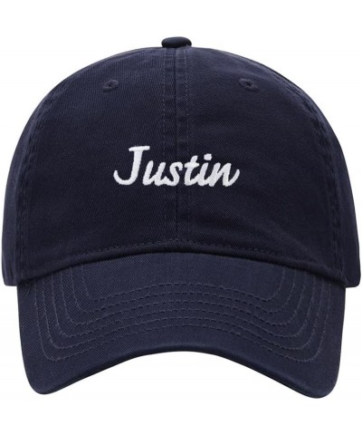 Baseball Cap Men Women Name Justin Gift Embroidered Unisex Classic Adjustable Strapback Dad Hat Navy $12.16 Baseball Caps