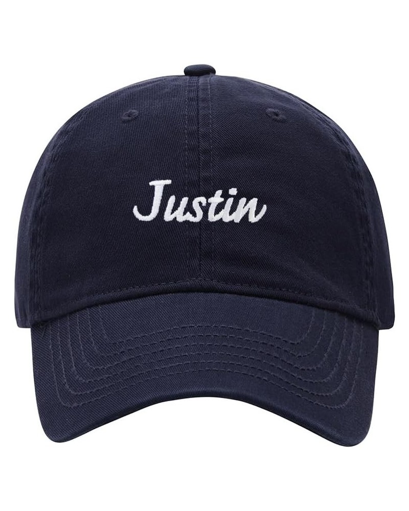 Baseball Cap Men Women Name Justin Gift Embroidered Unisex Classic Adjustable Strapback Dad Hat Navy $12.16 Baseball Caps