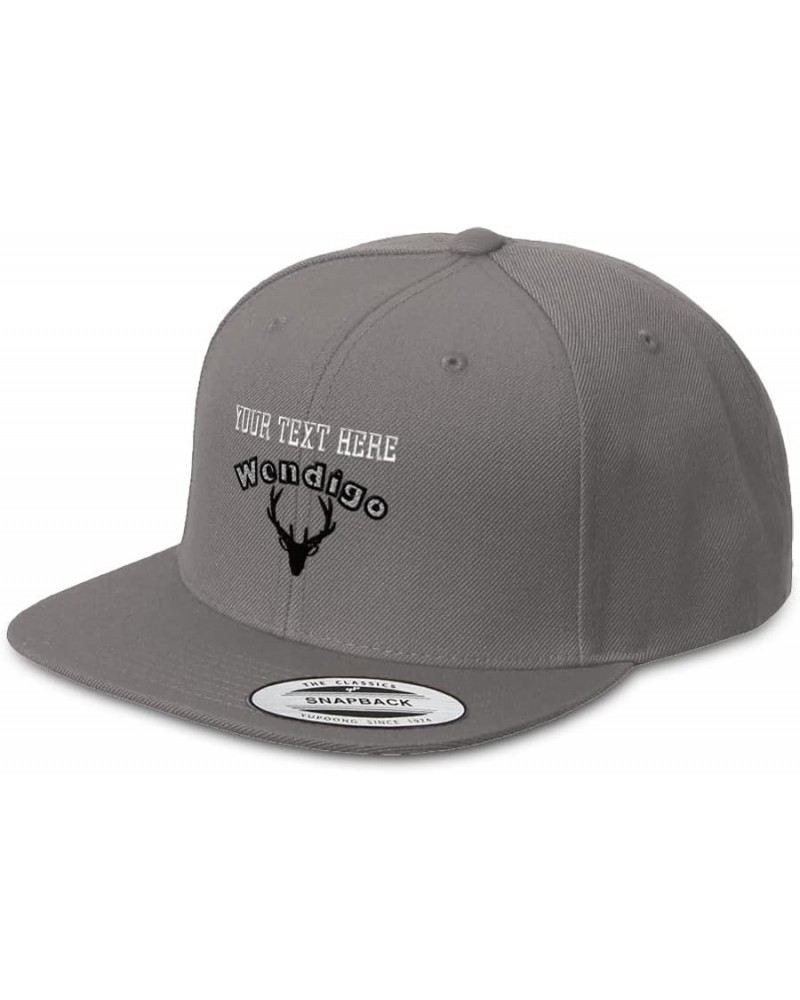 Snapback Hats for Men & Women Wendigo Mythical Creatures Acrylic Flat Bill Baseball Cap Dark Grey Personalized Text Here $15....