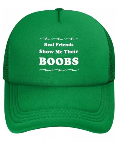 Real Friends Show Me Their Boobs Beach Trucker Hats for Women Sun Hats Mesh Uv Protection for Outdoor Sports Black Green $9.0...