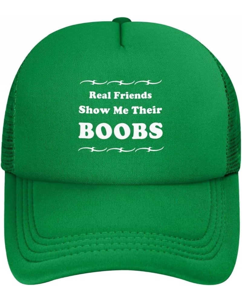 Real Friends Show Me Their Boobs Beach Trucker Hats for Women Sun Hats Mesh Uv Protection for Outdoor Sports Black Green $9.0...