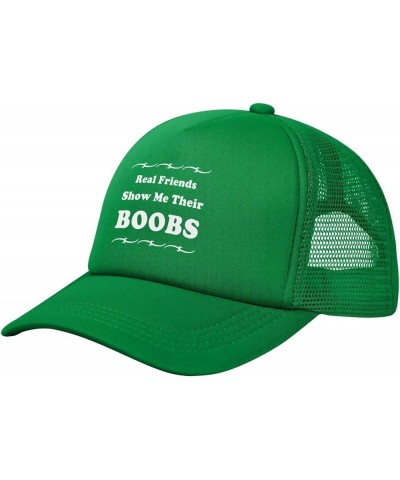 Real Friends Show Me Their Boobs Beach Trucker Hats for Women Sun Hats Mesh Uv Protection for Outdoor Sports Black Green $9.0...