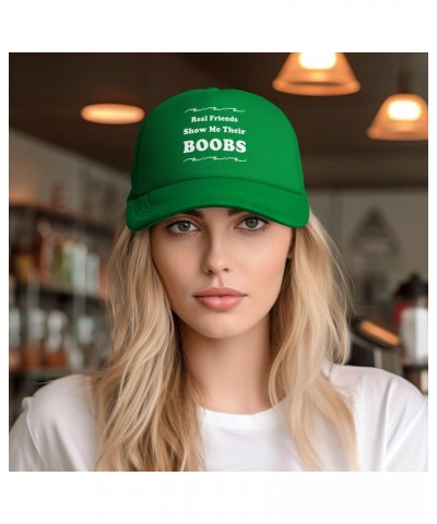 Real Friends Show Me Their Boobs Beach Trucker Hats for Women Sun Hats Mesh Uv Protection for Outdoor Sports Black Green $9.0...