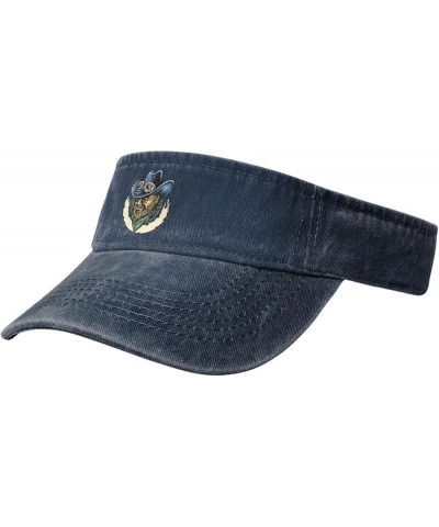 Cool Men Sun Visor Hats for Women Men Sun Hat Cotton Golf Hat Vintage Baseball Cap Navy Blue $13.79 Visors